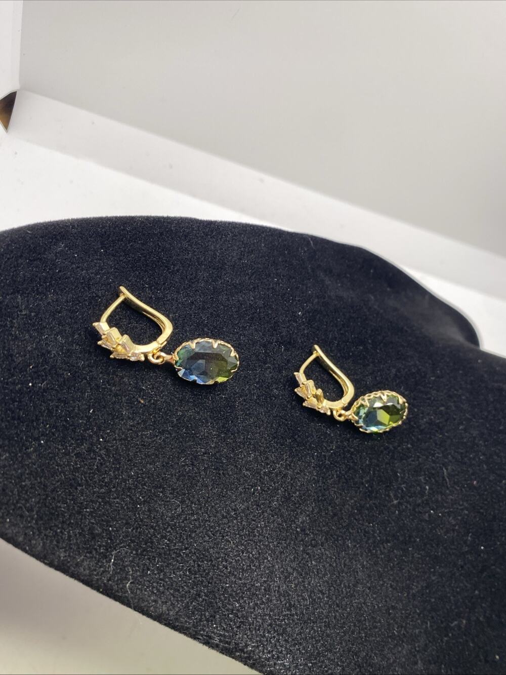 Womens Gem Clip Gold Tone Earrings